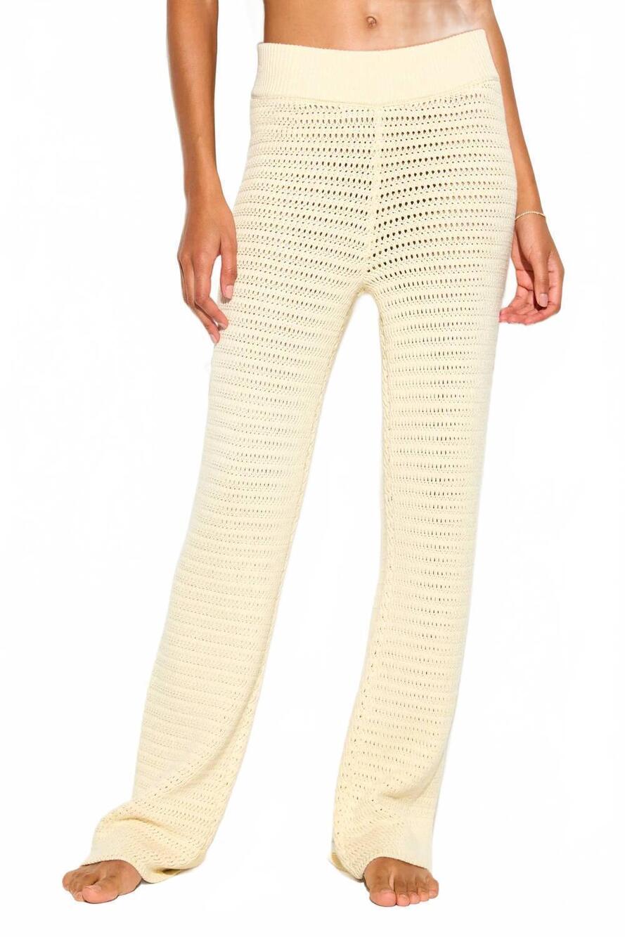 NEW SPIRITUAL GANGSTER women's halston crochet pant in canvas